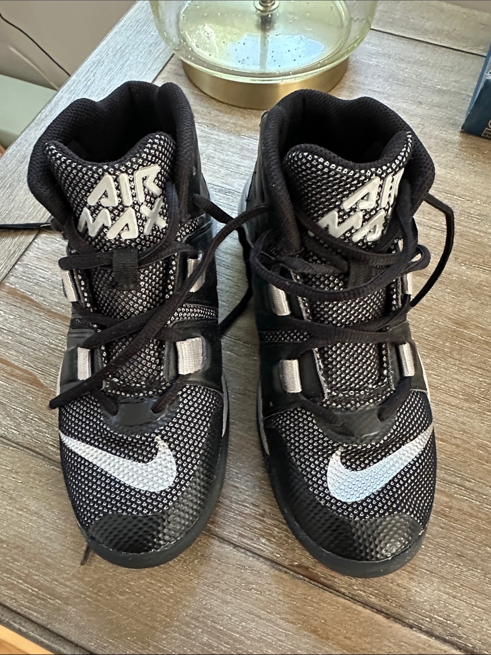 Nike Kids Black & White Air Max Mesh High-Tops, Sz 3.5 Y